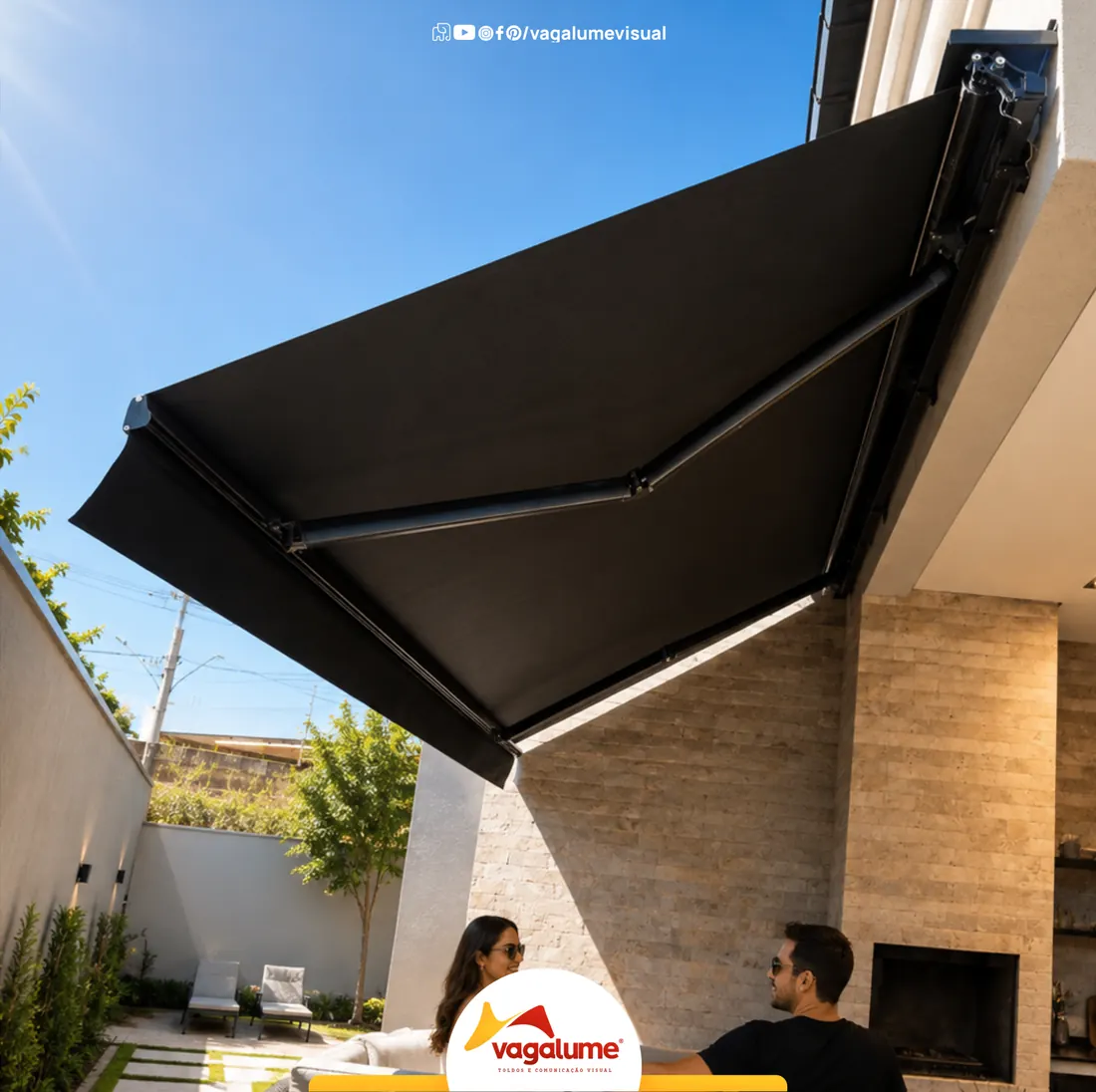 Toldo articulado Preto, obra entregue pela Vagalume em Sinop MT