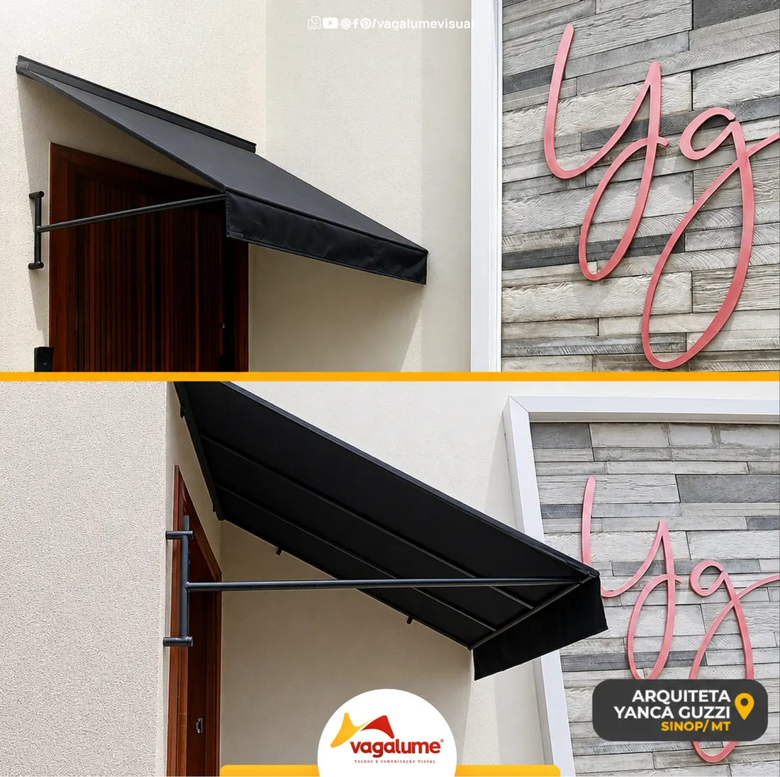 Toldo com braço Arquiteta Yanca, obra entregue pela Vagalume em Sinop MT