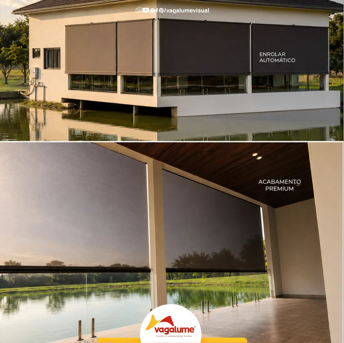 Toldo cortina Tela solar bronze chácara, obra entregue pela Vagalume em Sinop MT